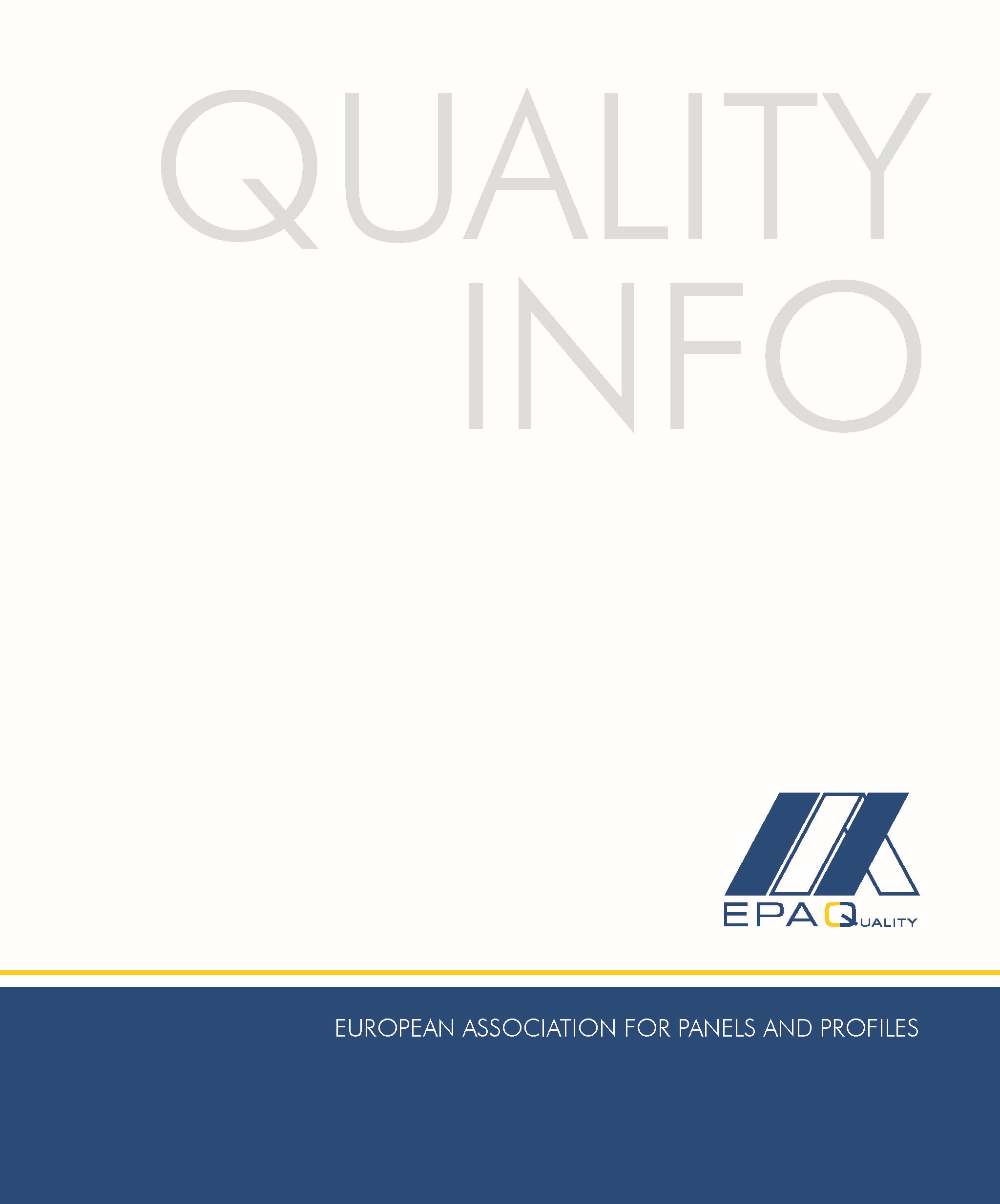 Front cover of the "EPAQ Quality Info" file